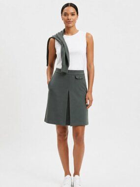 Modern Edge! Nice Things Pewter Green Split Front Skirt (Size M, NWT)